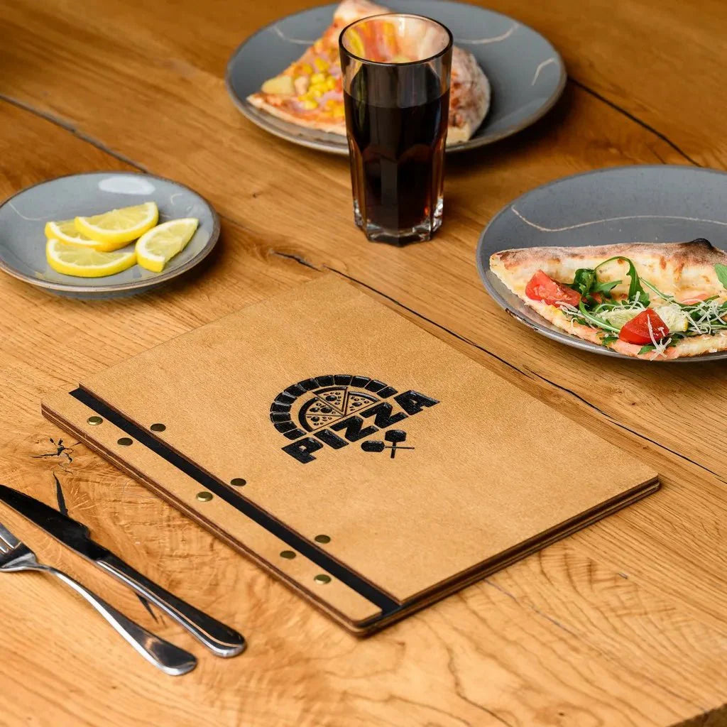 Handcrafted restaurant wooden menu books for fine dining.