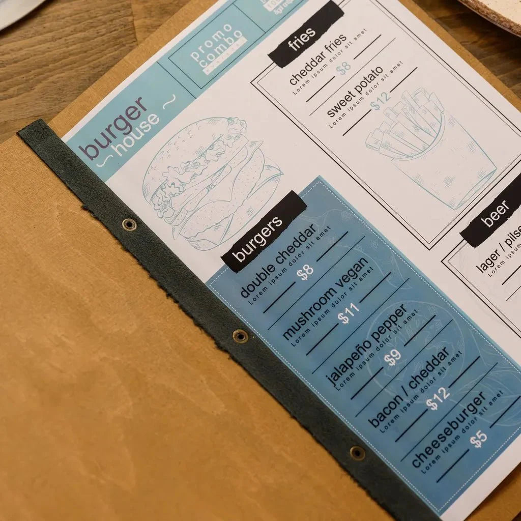 Stylish restaurant menu covers with premium craftsmanship.