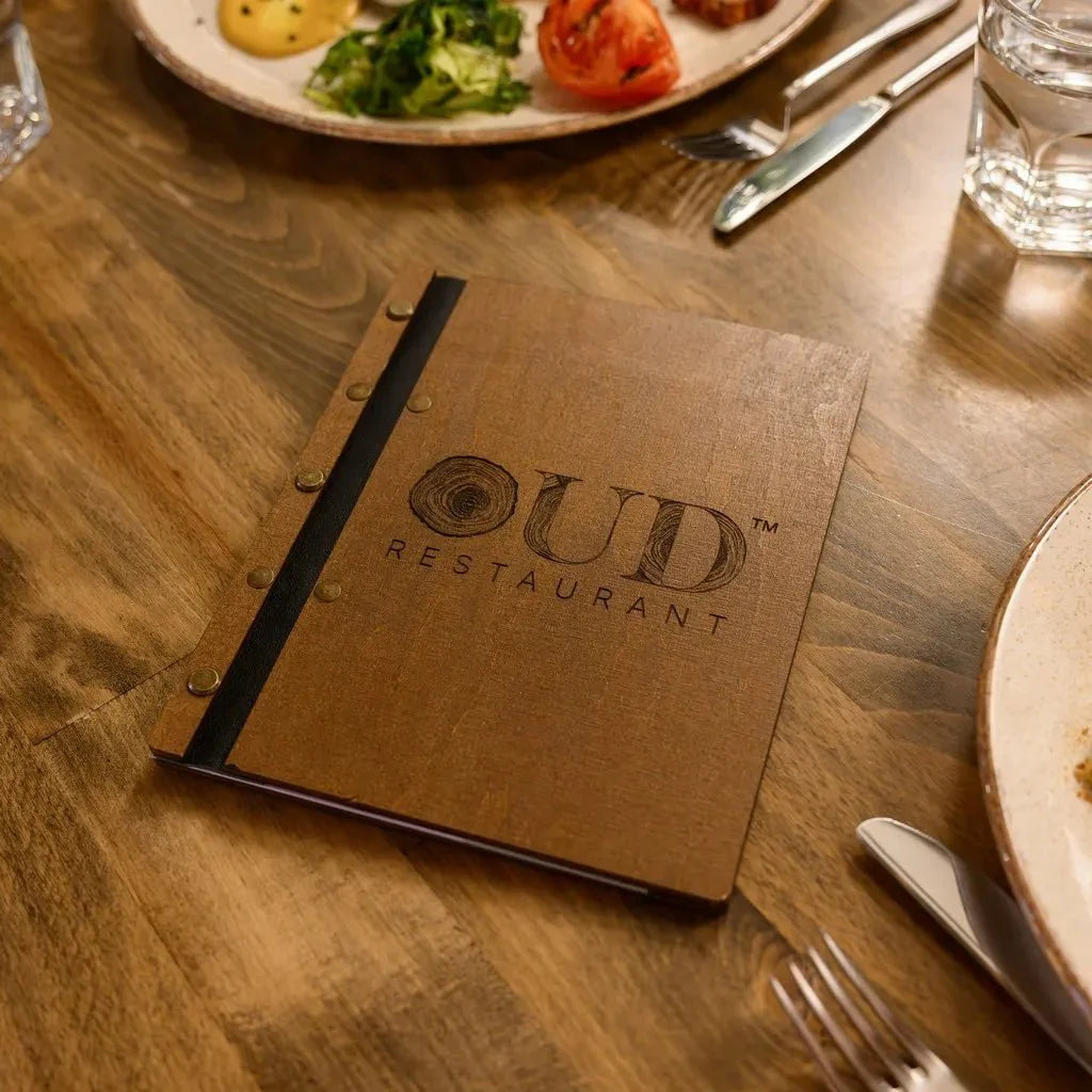 Bespoke restaurant menu covers for brand identity.