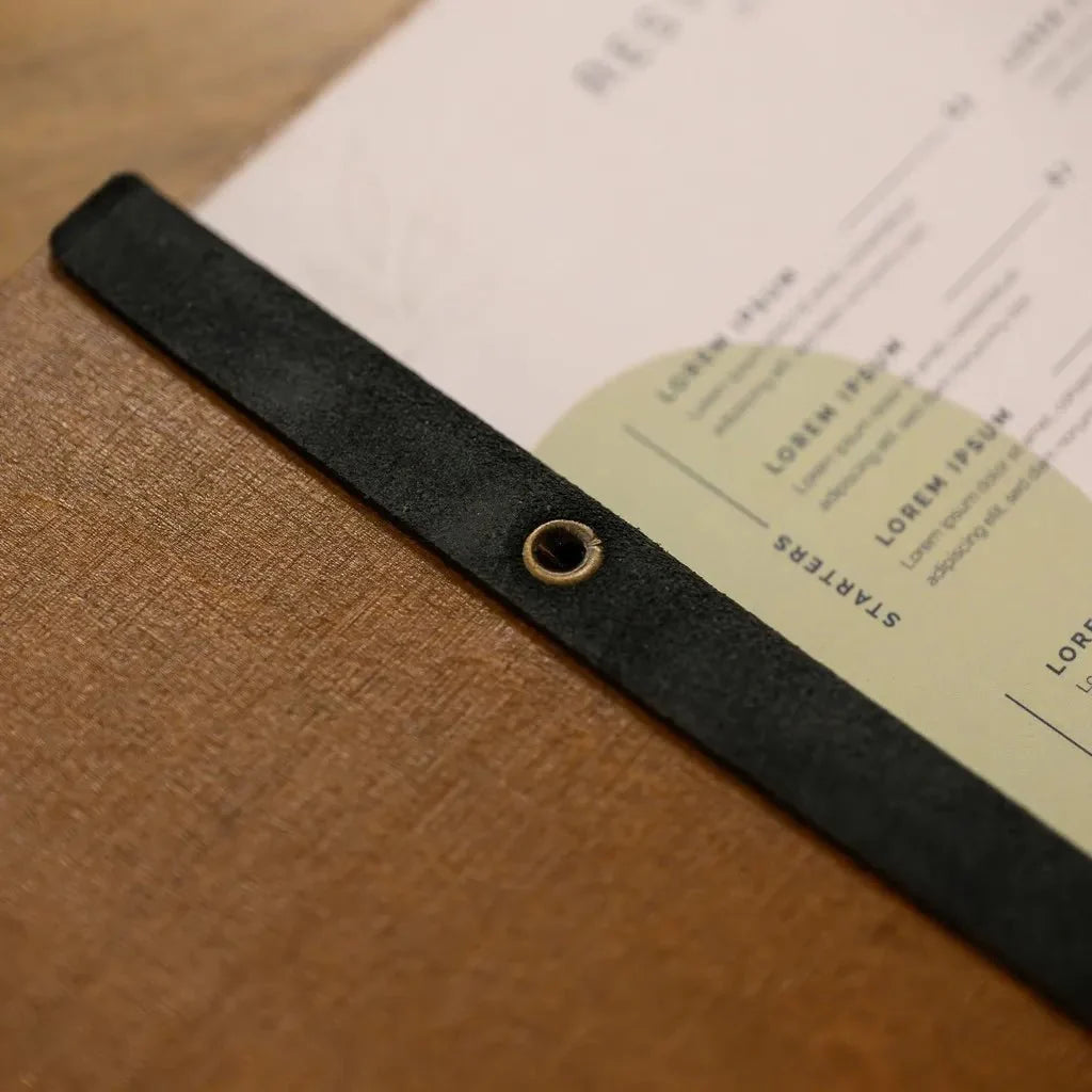 Professional menu covers restaurant with premium materials.