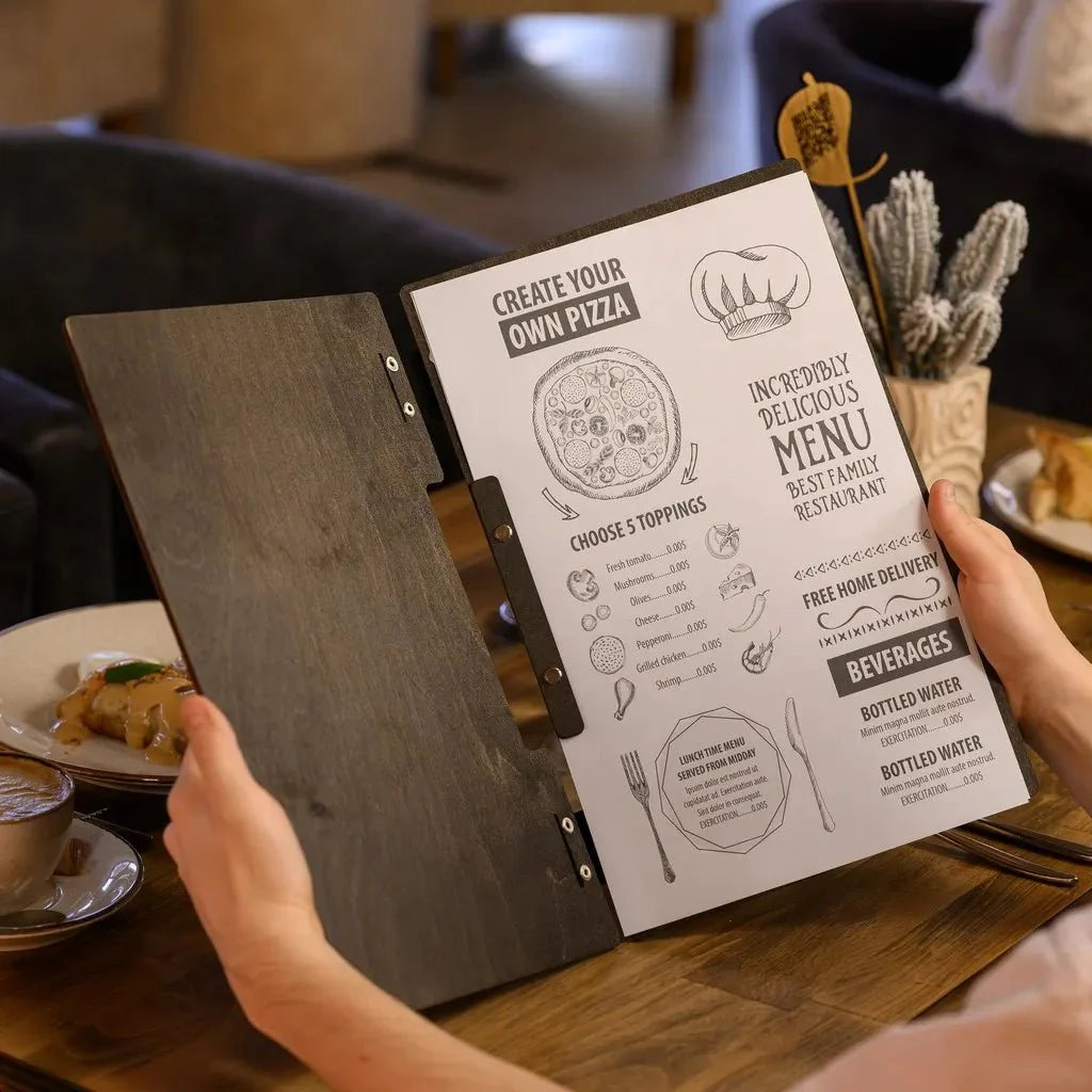Sophisticated restaurant menu books with a soft-touch feel.