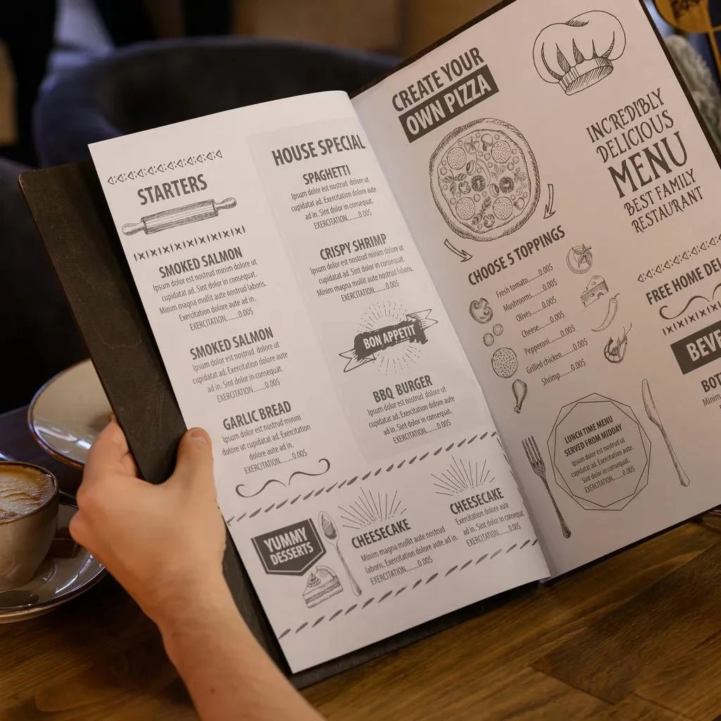 Elegant covers restaurant menu designed for fine dining.