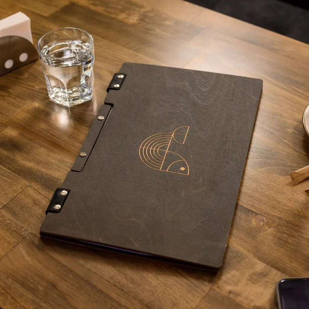 Minimalist restaurant menu book for a clean and stylish look.