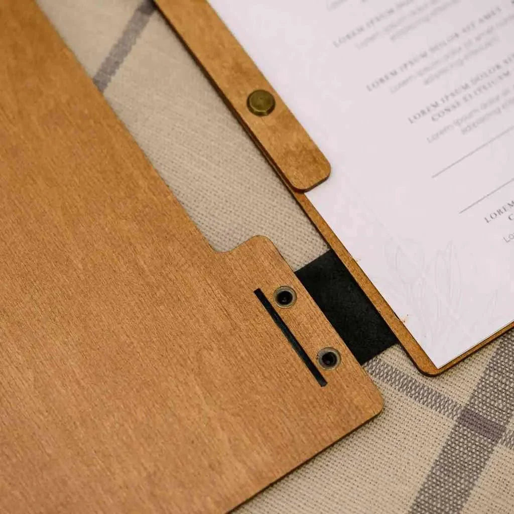 Wooden Menu Holder fastened with Plank Fixing (M02A2) - inkohoreca - shop