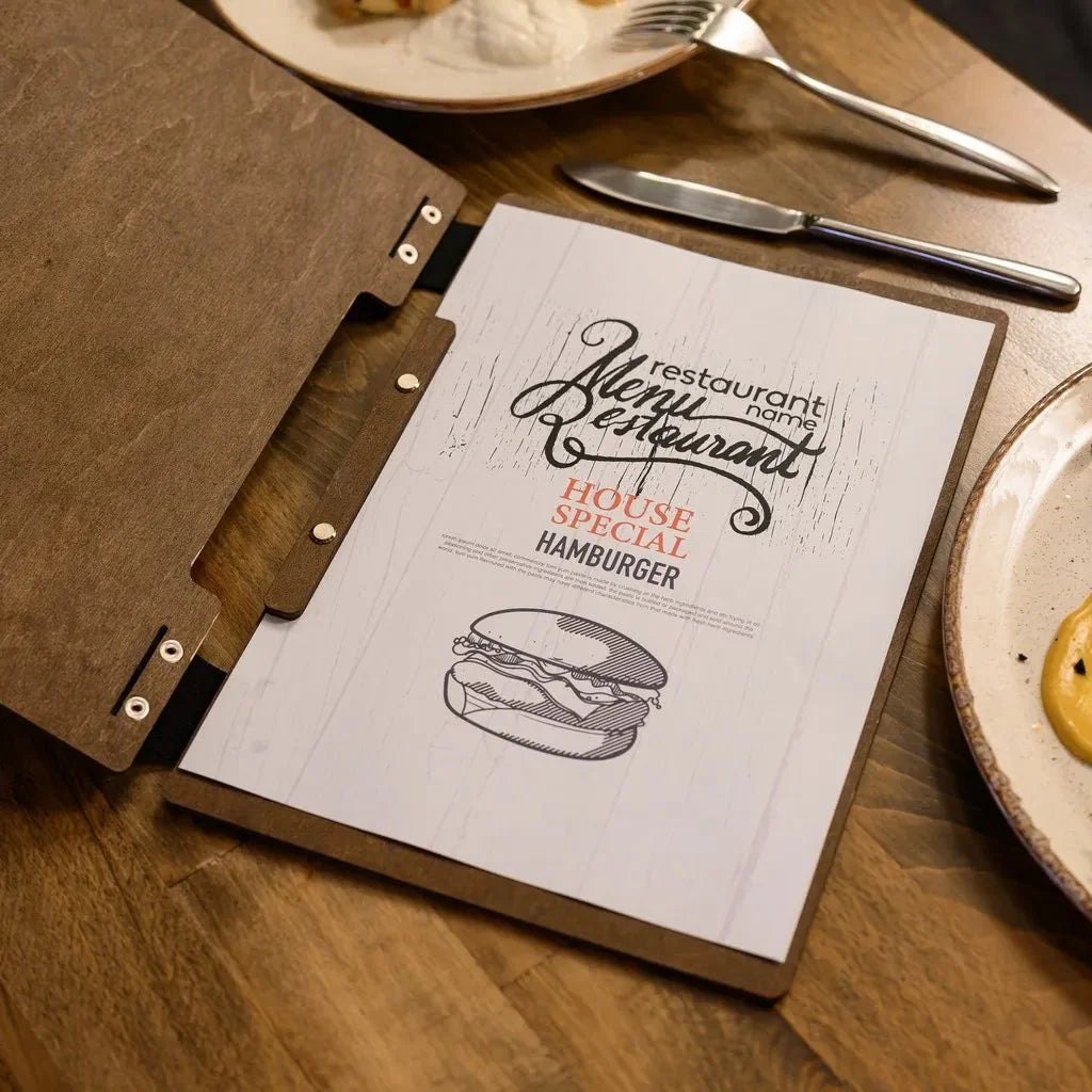 Elegant menu covers for restaurants with soft-touch materials.
