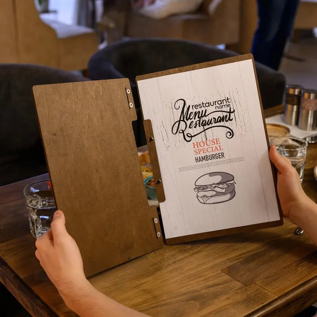 Protective menu sleeves for restaurants for long-lasting use.