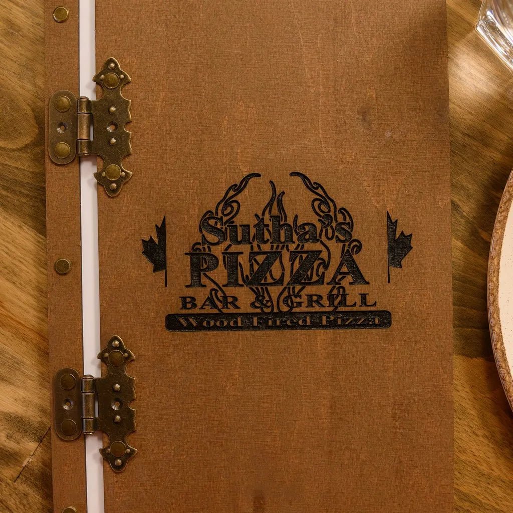 Contemporary wooden menu covers for stylish venues.