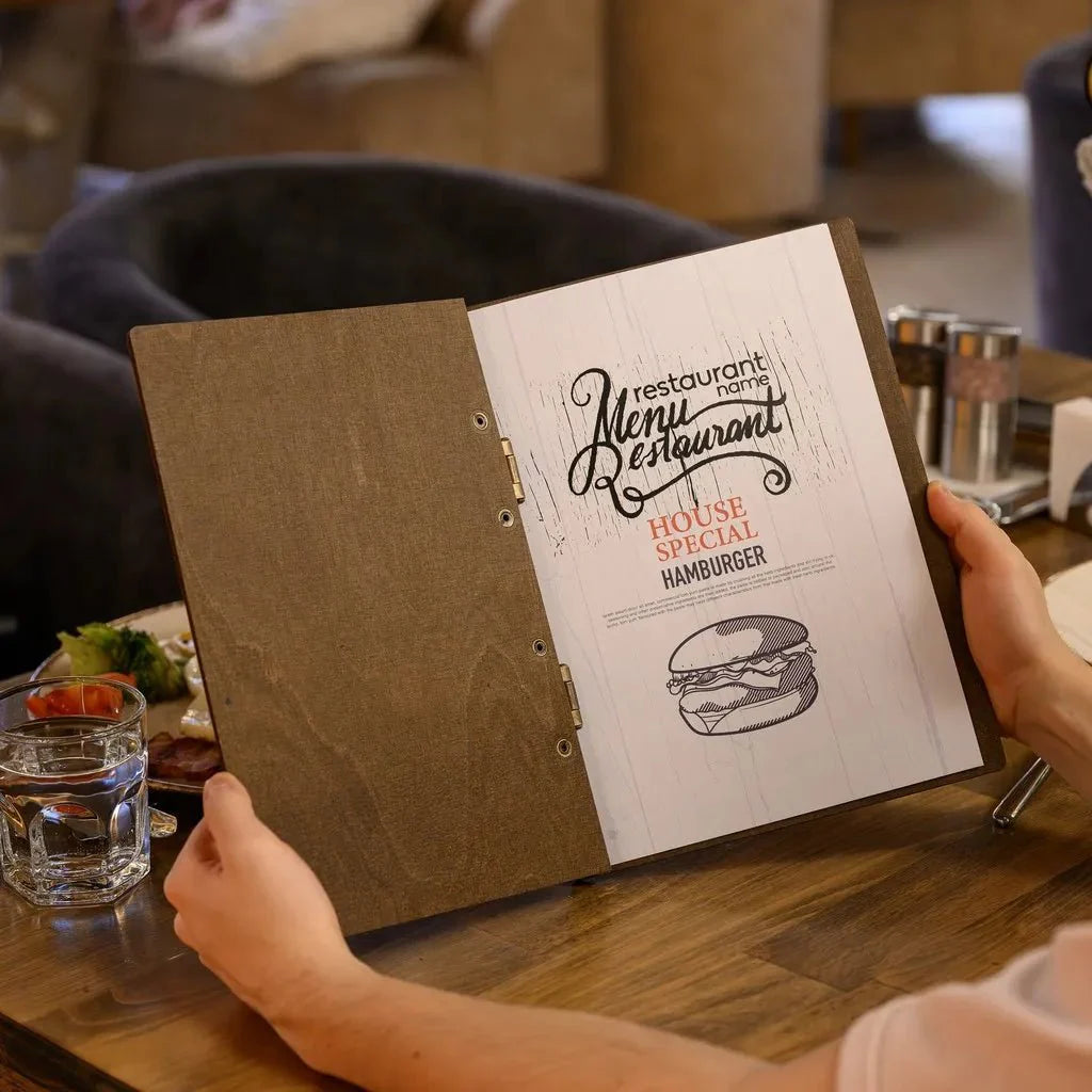 Handcrafted menu cover ideas for unique branding.