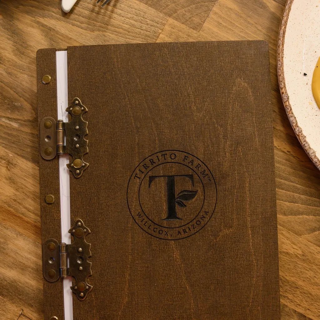 Minimalist book menu with a clean wooden design.