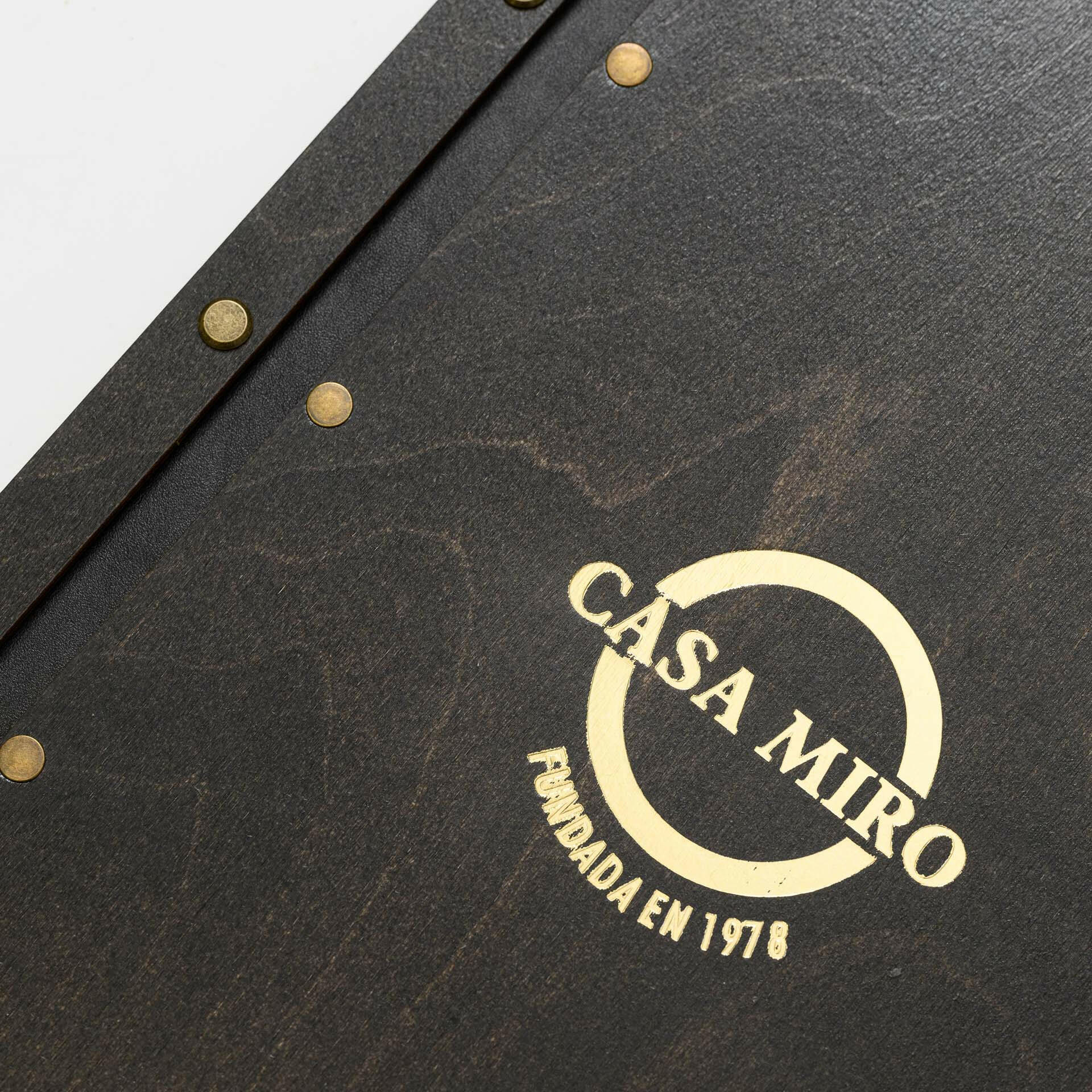 Wooden Menu Holder with Golden / Silver Embossed Logo (М01А2) - inkohoreca - shop