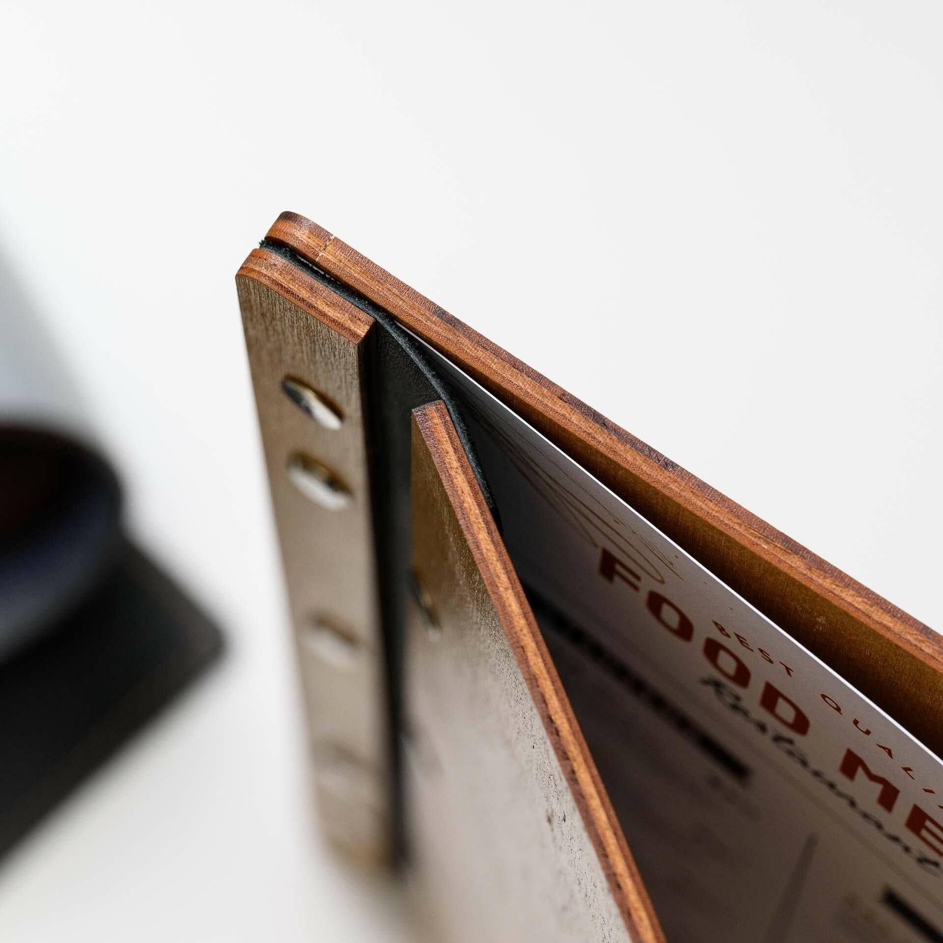 Wooden Menu Holder with Golden / Silver Embossed Logo (М01А2) - inkohoreca - shop
