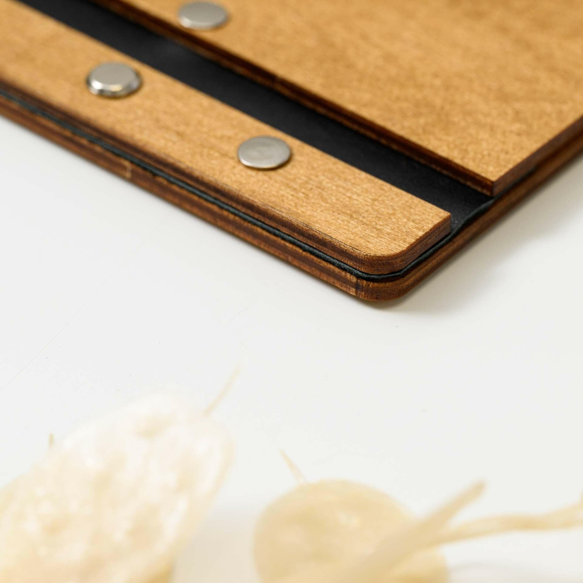 Wooden Menu Holder with Golden / Silver Embossed Logo (М01А2) - inkohoreca - shop