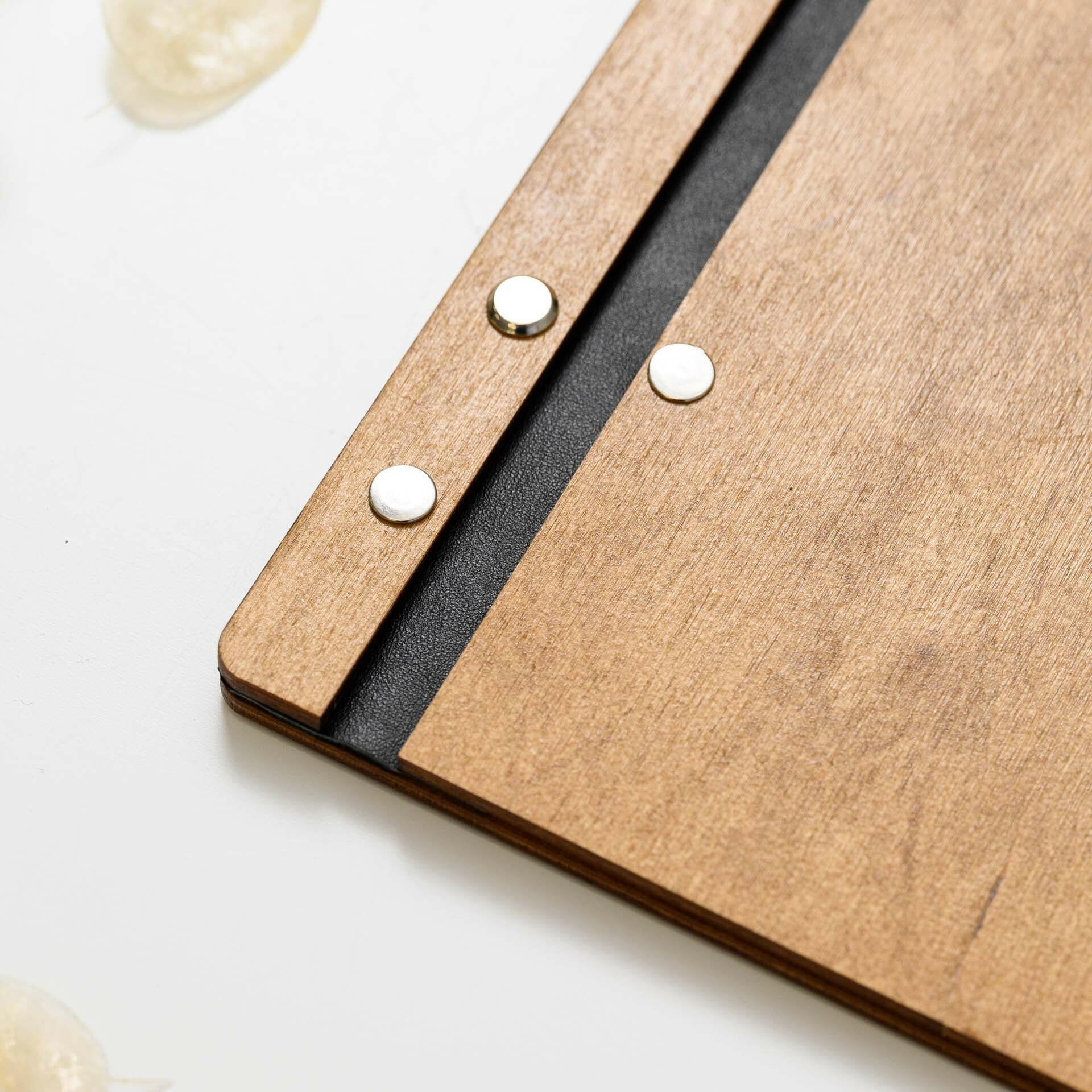 Wooden Menu Holder with Golden / Silver Embossed Logo (М01А2) - inkohoreca - shop