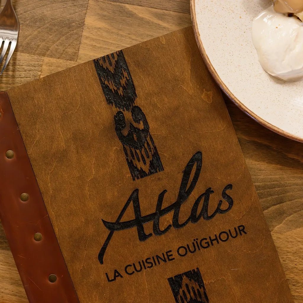 Stylish restaurant menu covers with elegant textures.