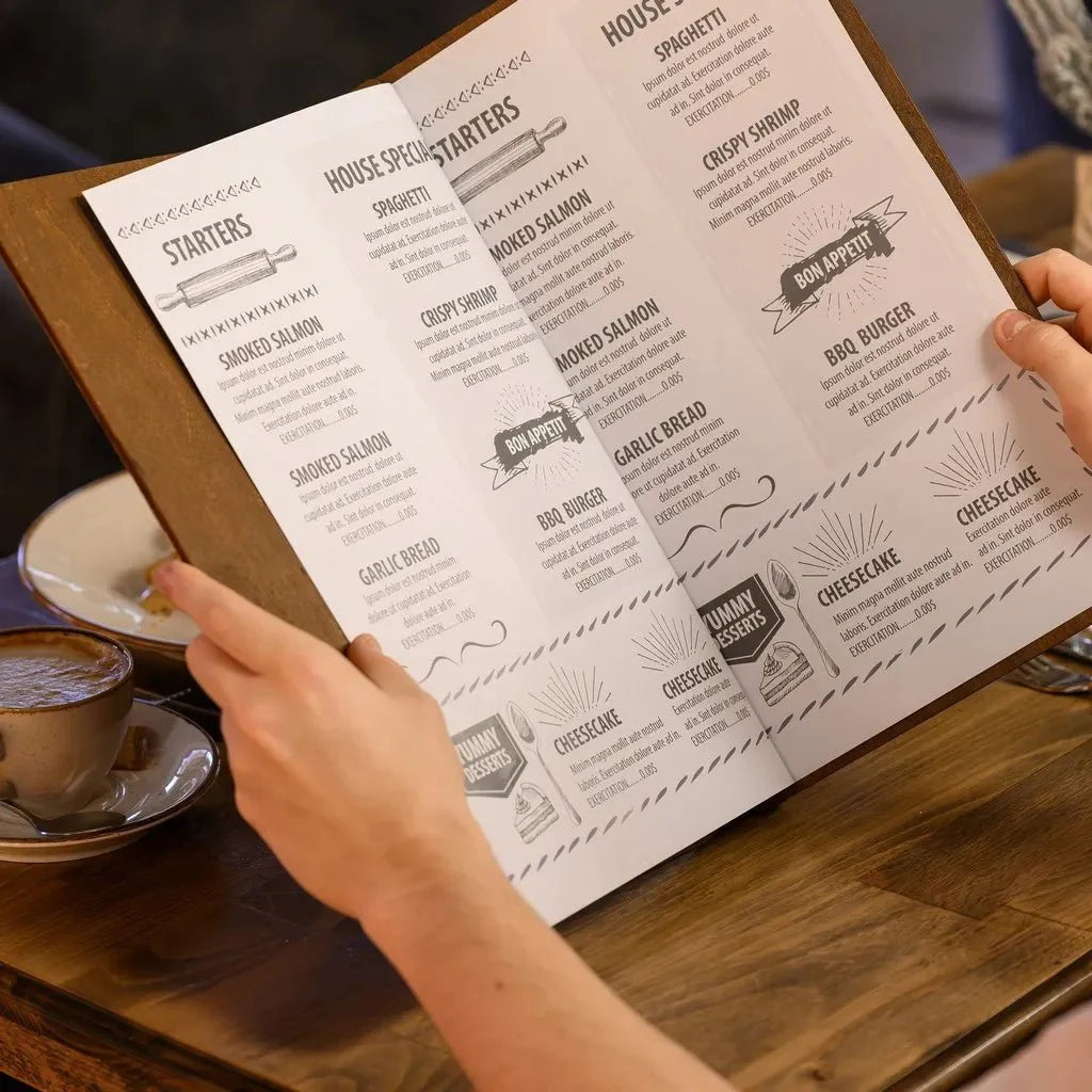 Sophisticated restaurant menu books with a luxury feel.
