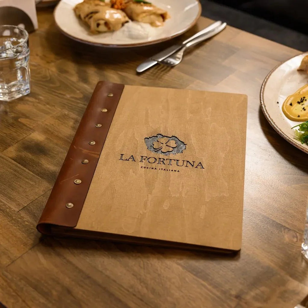 Unique menu books for restaurants for a timeless feel.