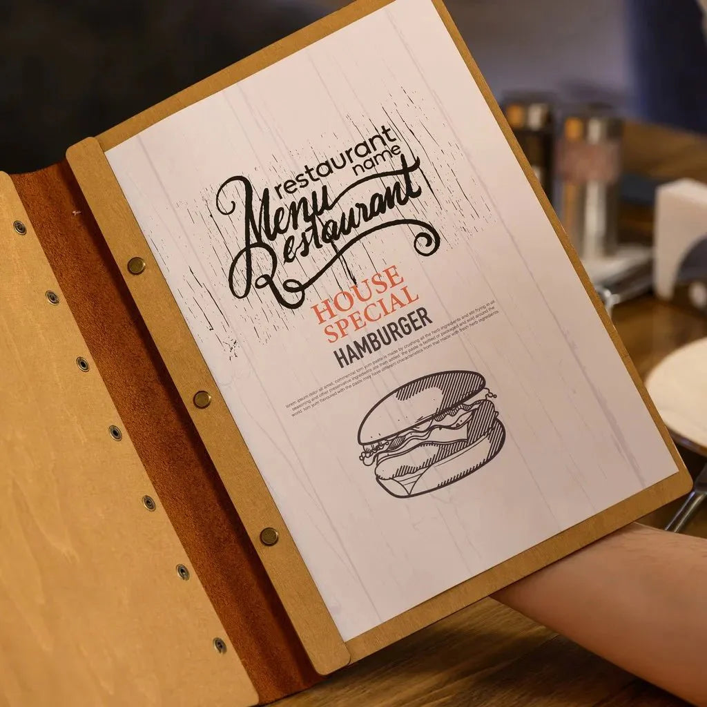 Trendy menu folders for restaurants with a sleek design.