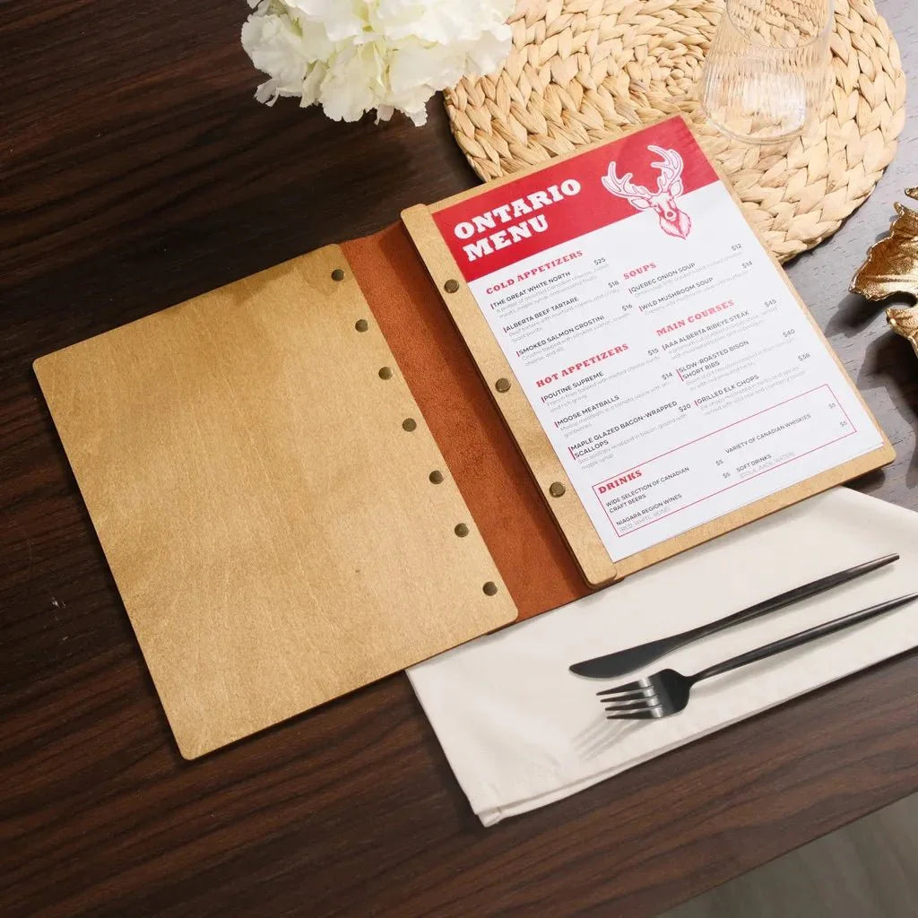 Trendy menu folders for restaurants with a sleek touch.