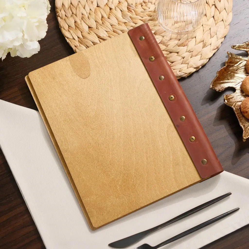 High-end restaurant menu sleeves with reinforced edges.
