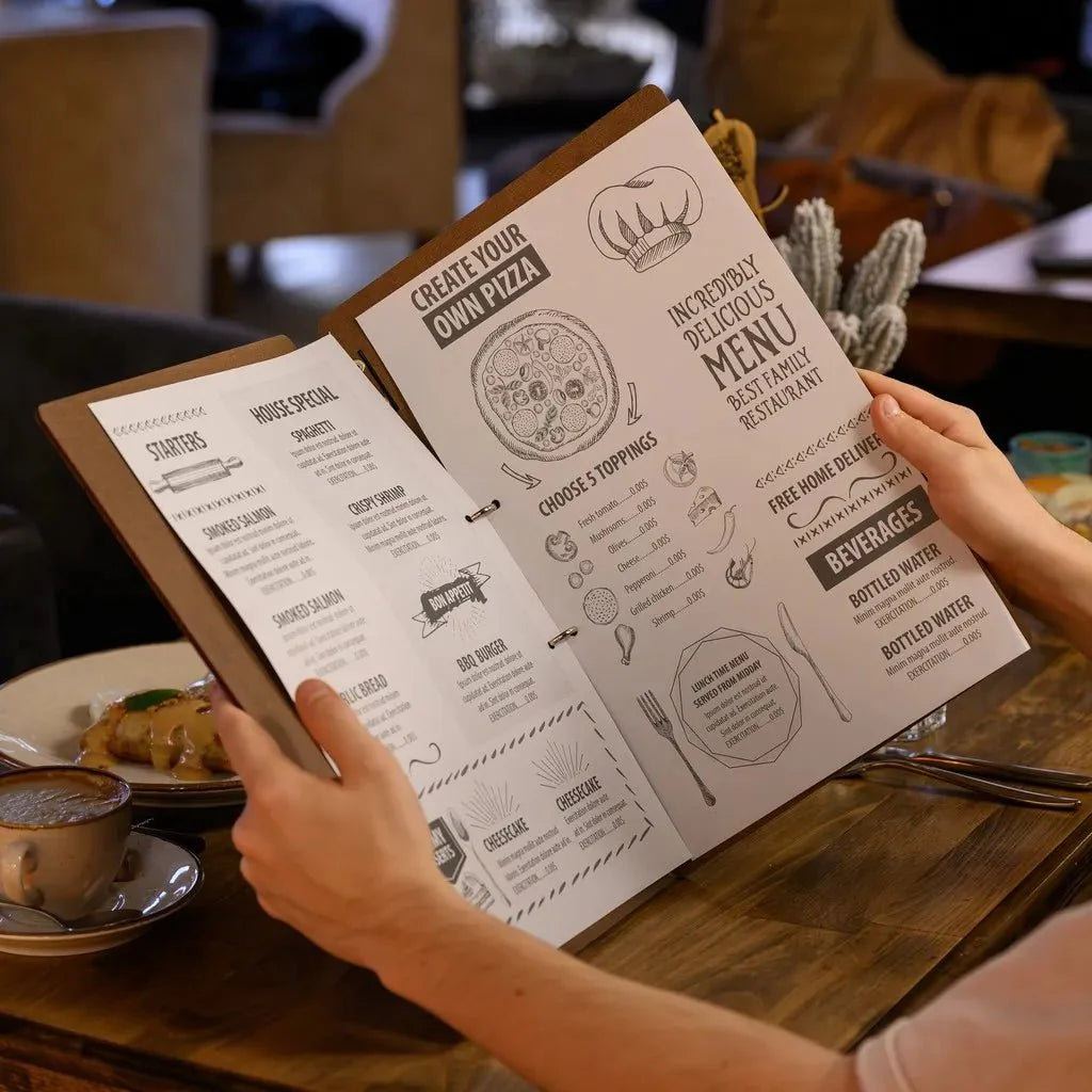 High-end menu folders for restaurants for organized menus.