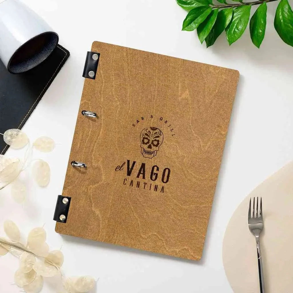 Wooden Menu Holder with Ring Binder Mechanism (M04A2) - inkohoreca - shop