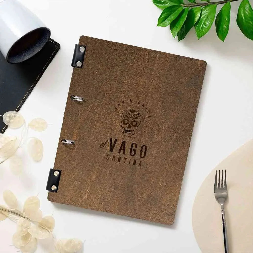Wooden Menu Holder with Ring Binder Mechanism (M04A2) - inkohoreca - shop