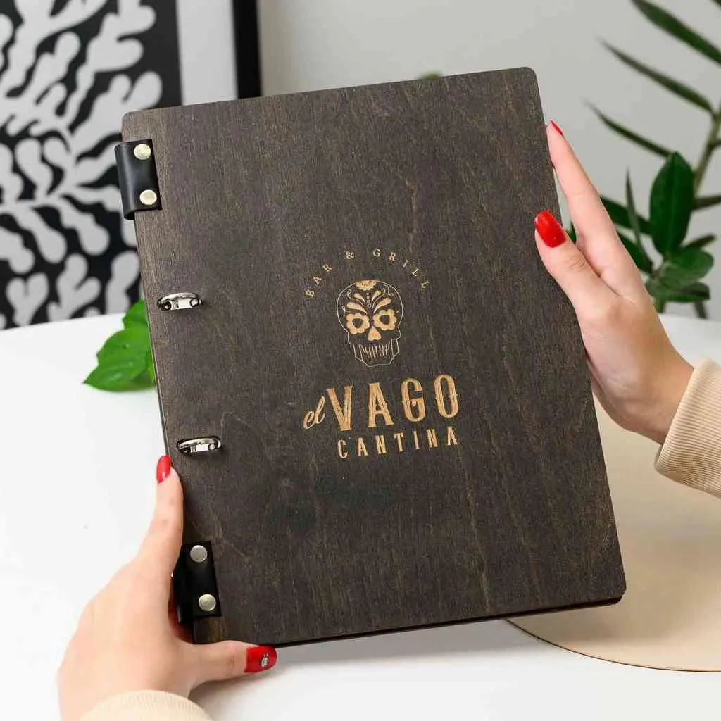 Wooden Menu Holder with Ring Binder Mechanism (M04A2) - inkohoreca - shop