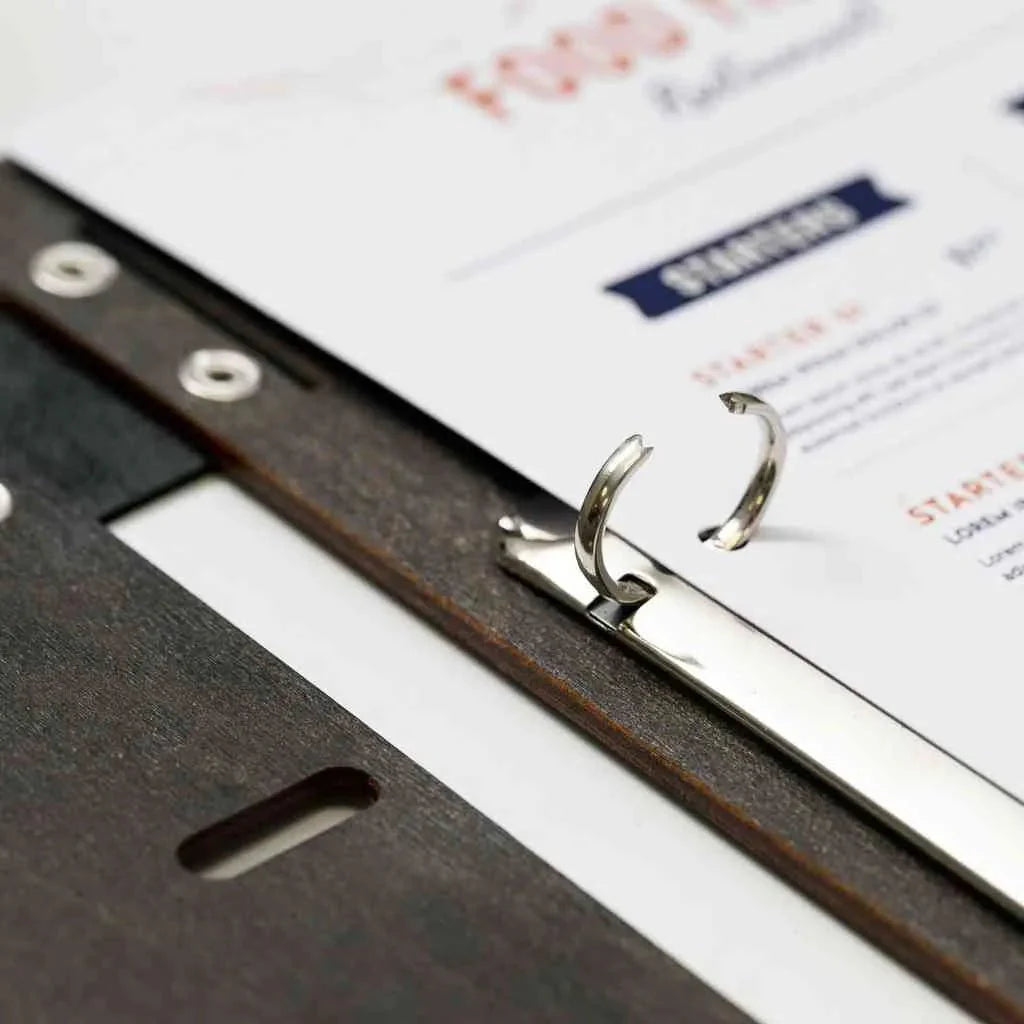 Wooden Menu Holder with Ring Binder Mechanism (M04A2) - inkohoreca - shop