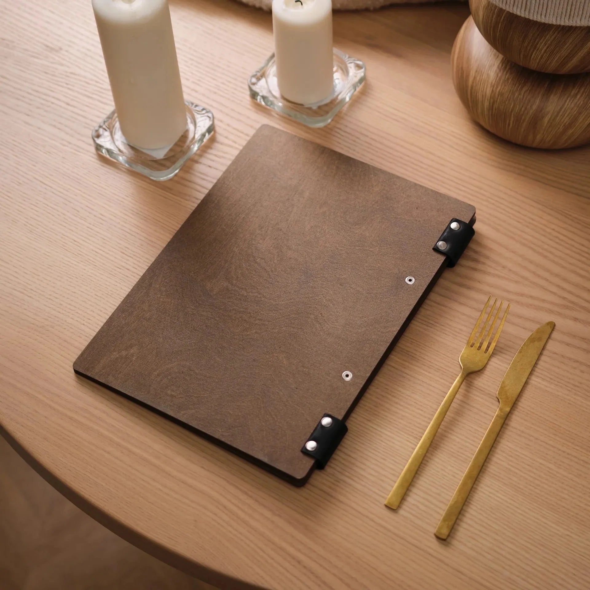 Wooden Menu Holder with Ring Binder Mechanism (M04A4) - inkohoreca - shop
