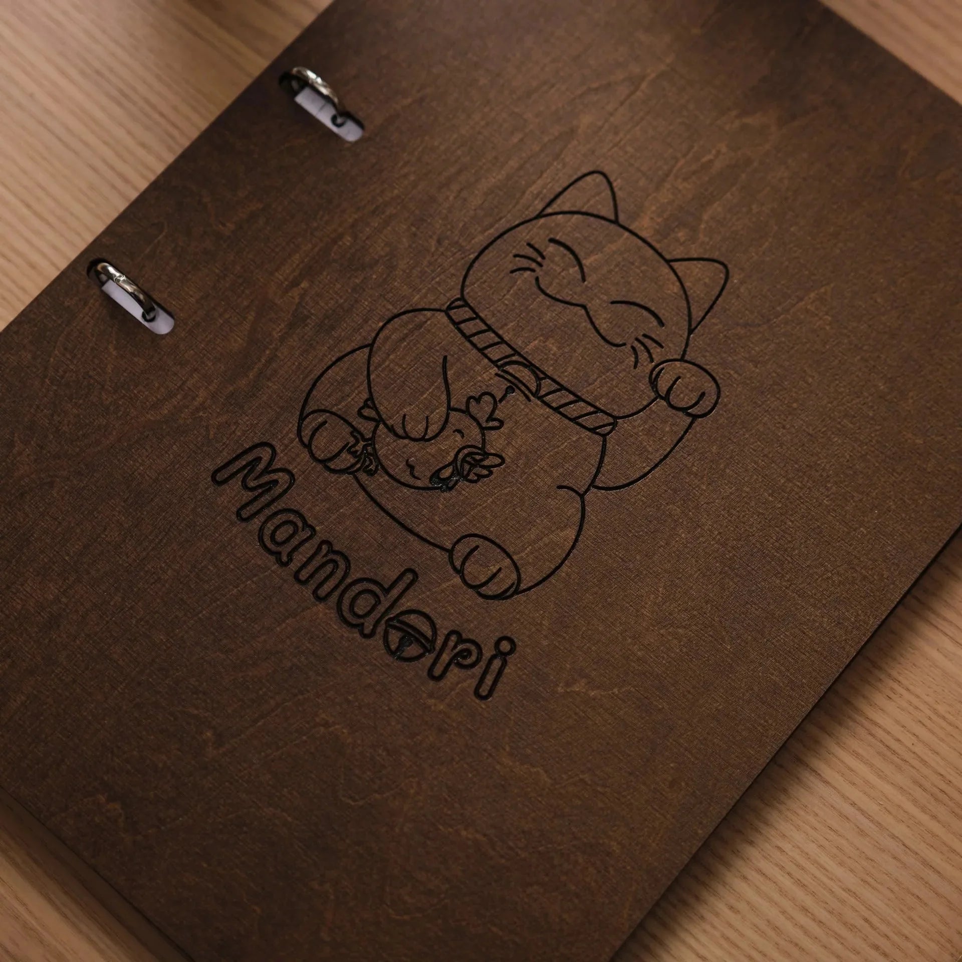 Wooden Menu Holder with Ring Binder Mechanism (M04A4) - inkohoreca - shop