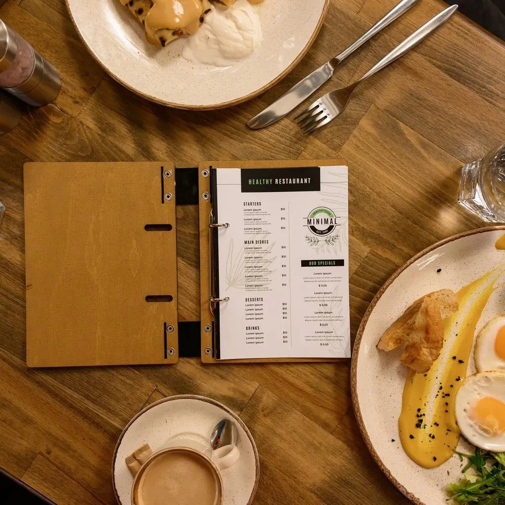 Tailor-made custom menu covers for a sleek impression.