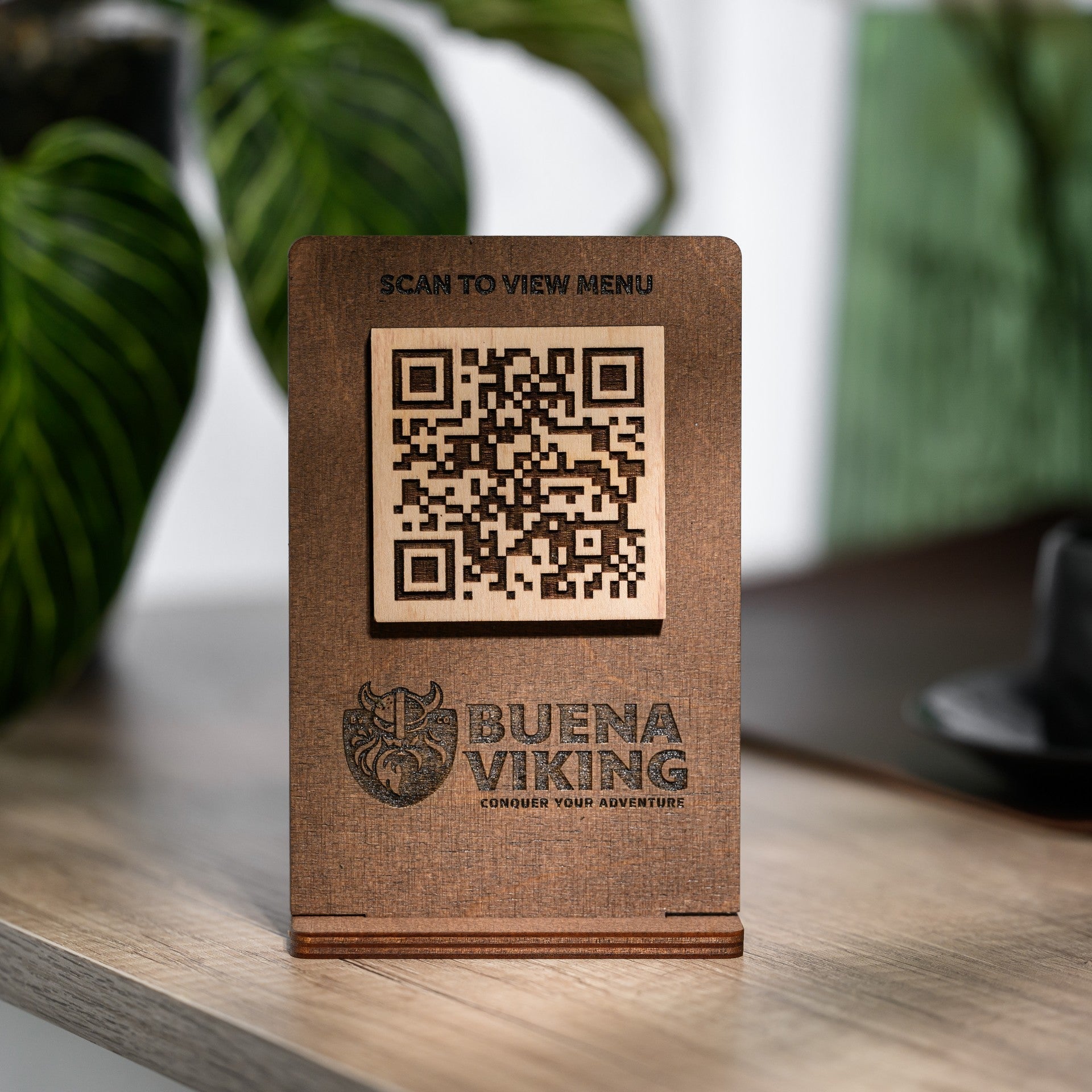 Wooden Table Stand with QR Code Menu Sign (QP02) - inkohoreca - shop