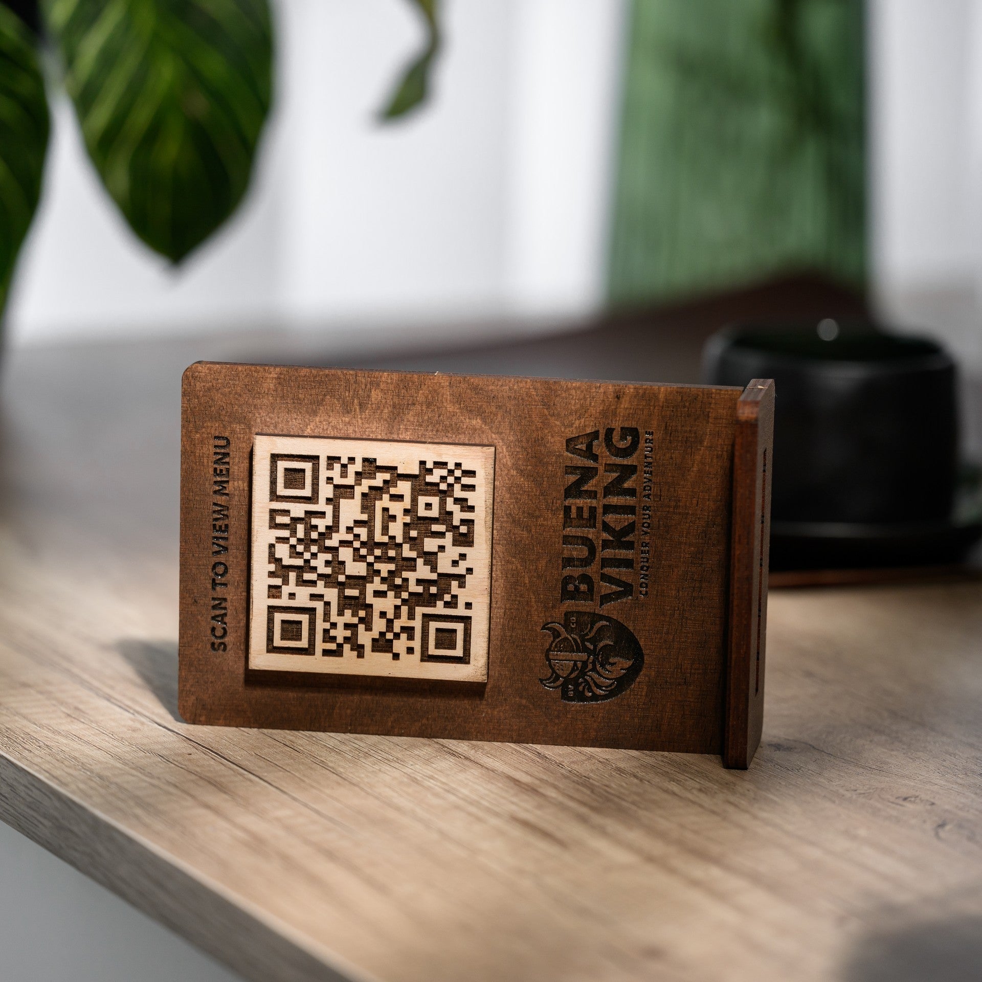 Wooden Table Stand with QR Code Menu Sign (QP02) - inkohoreca - shop