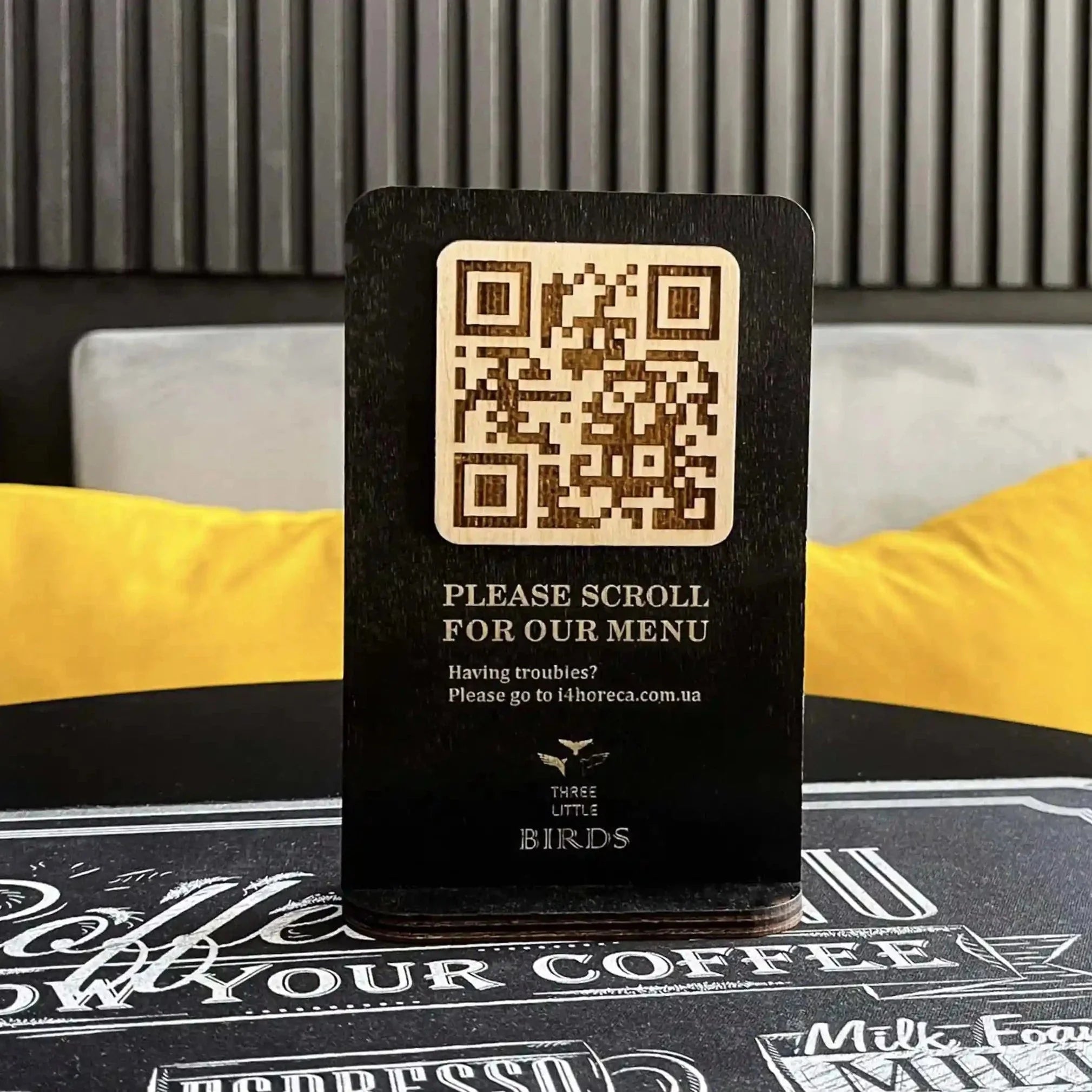 Wooden Table Stand with QR Code Menu Sign (QP02) - inkohoreca - shop