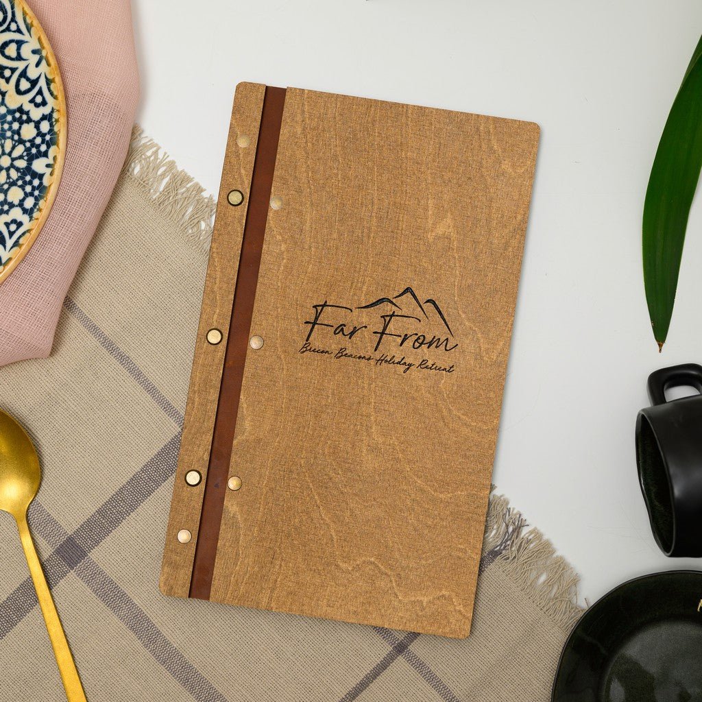 Wooden Whiskey List Holder fastened on Leather Strap (M01A7) - inkohoreca - shop