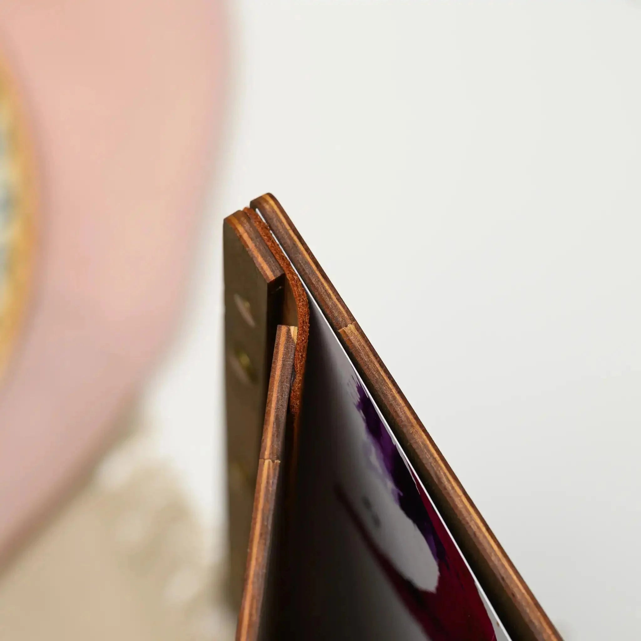Wooden Whiskey List Holder fastened on Leather Strap (M01A7) - inkohoreca - shop