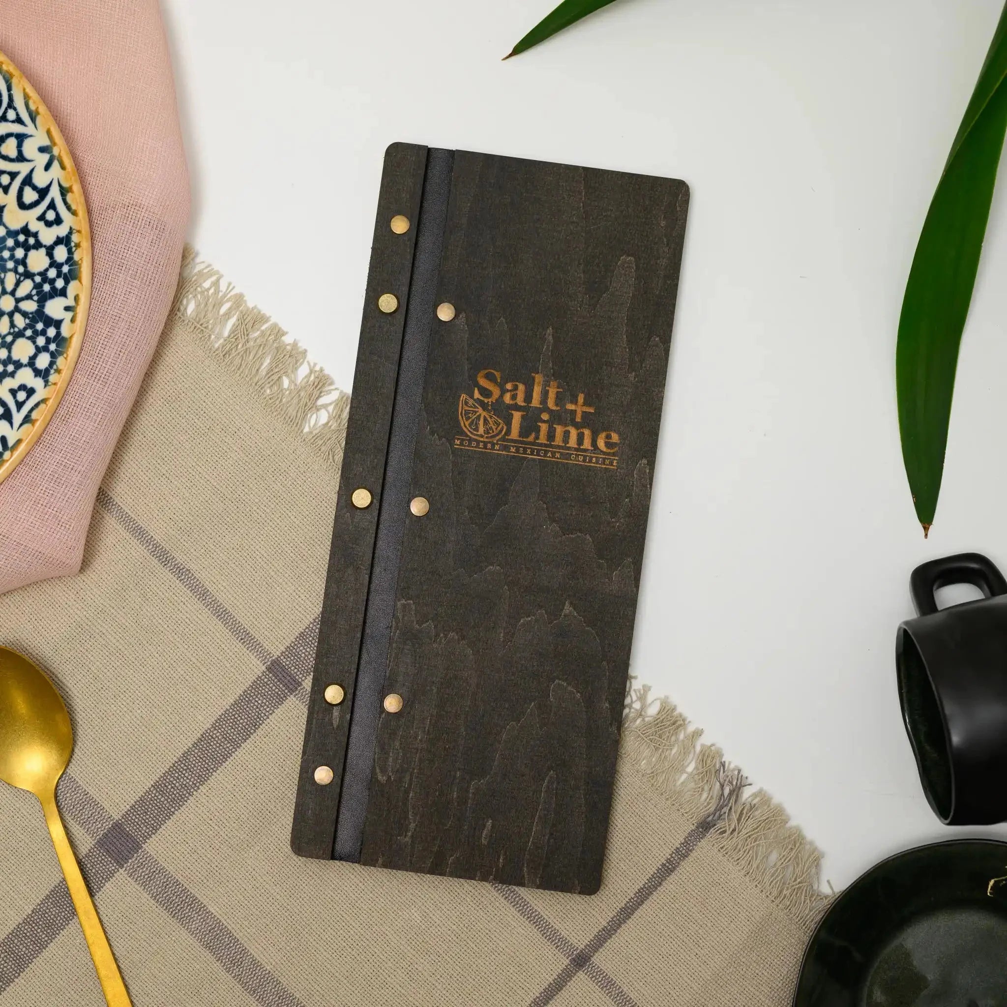 Wooden Wine List Holder fastened on Leather Strap (M01A6) - inkohoreca - shop