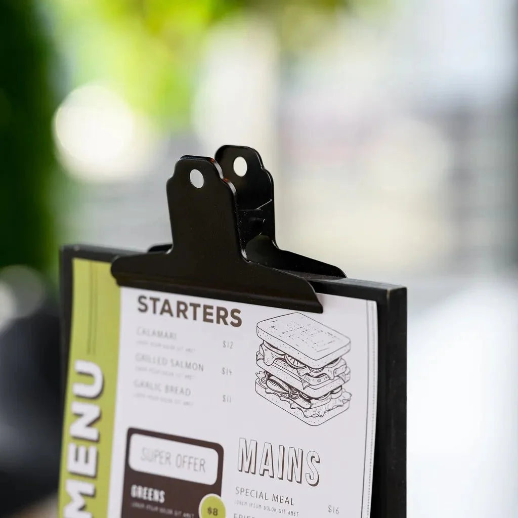 Black Table Stand Menu Holder with Black Coloured Clip (TT414A5) - inkohoreca - shop