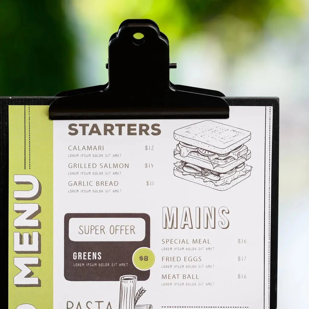 Black Table Stand Menu Holder with Black Coloured Clip (TT414A5) - inkohoreca - shop