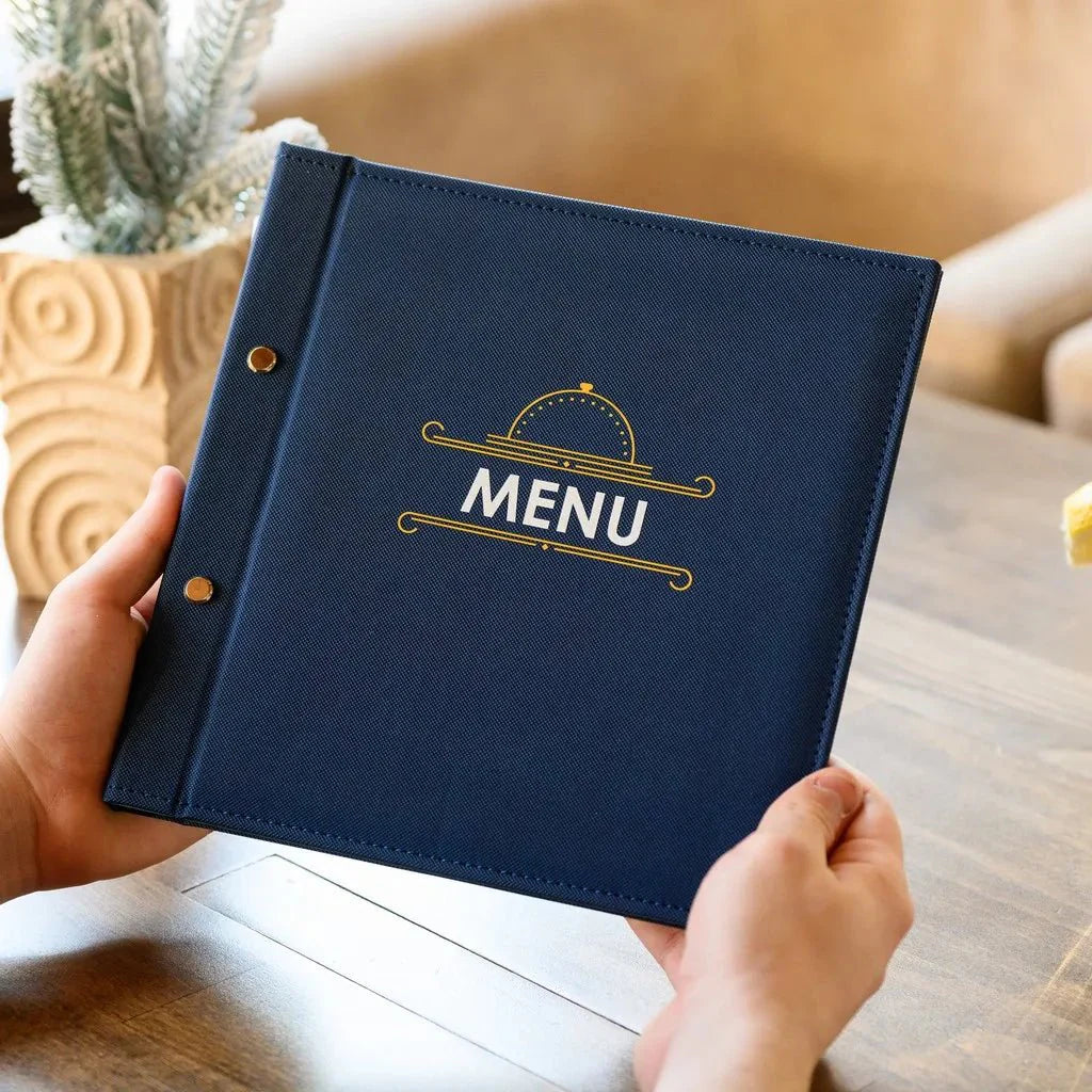 Minimalist Faux Leather Menu Cover for Modern Restaurants – Sleek and contemporary faux leather menu holder with a clean, minimalist design, perfect for modern cafés, bars, and eateries.