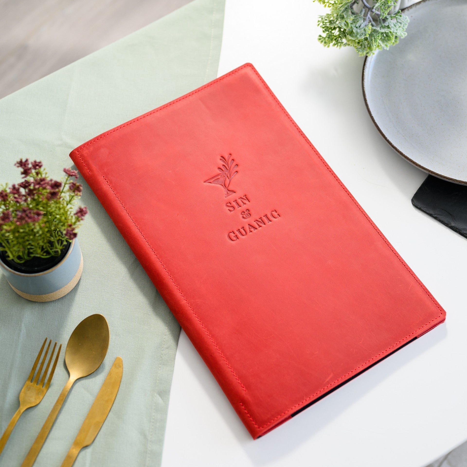 Hardcover Leather Menu Folder with Corner Mountings suitable for US Legal Sheets (LM08A1) - inkohoreca - shop