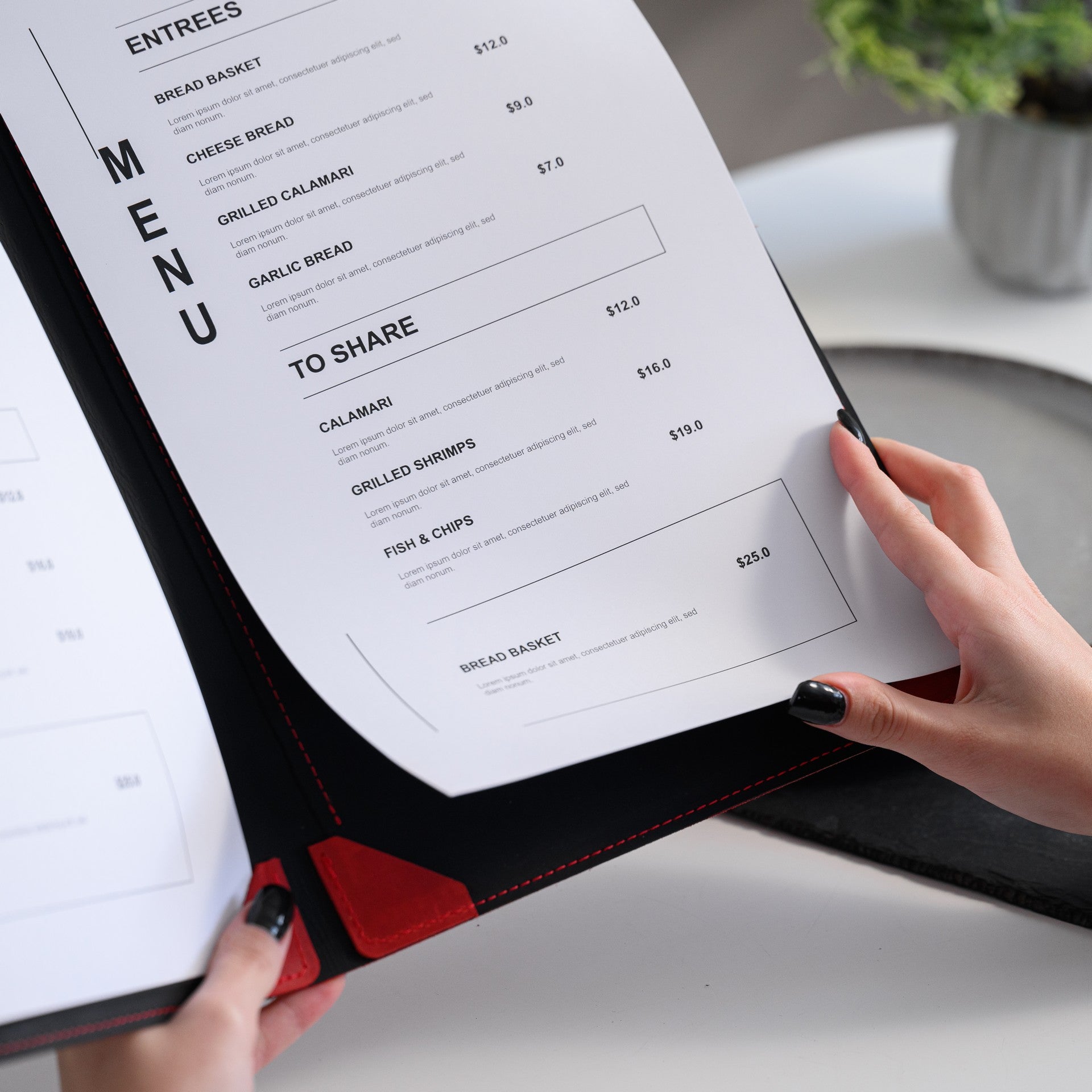 Hardcover Leather Menu Folder with Corner Mountings suitable for US Legal Sheets (LM08A1) - inkohoreca - shop