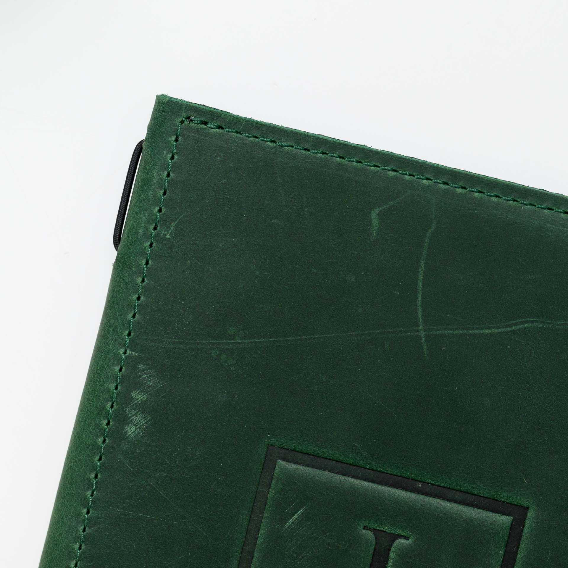 Hardcover Leather Menu Folder with Rubber Strip for A4 sheet / US Letter Sheet folded in a half (LM09A5) - inkohoreca - shop