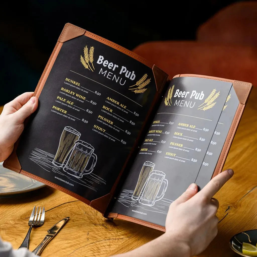 Unique menu cover ideas to match restaurant themes.
