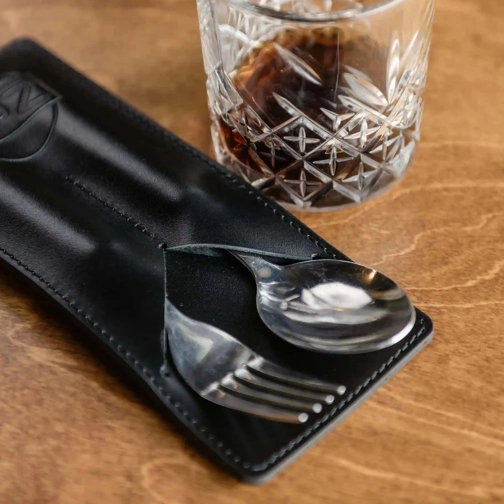 Leather Cutlery Holder with Two Sections (LC03) - inkohoreca - shop