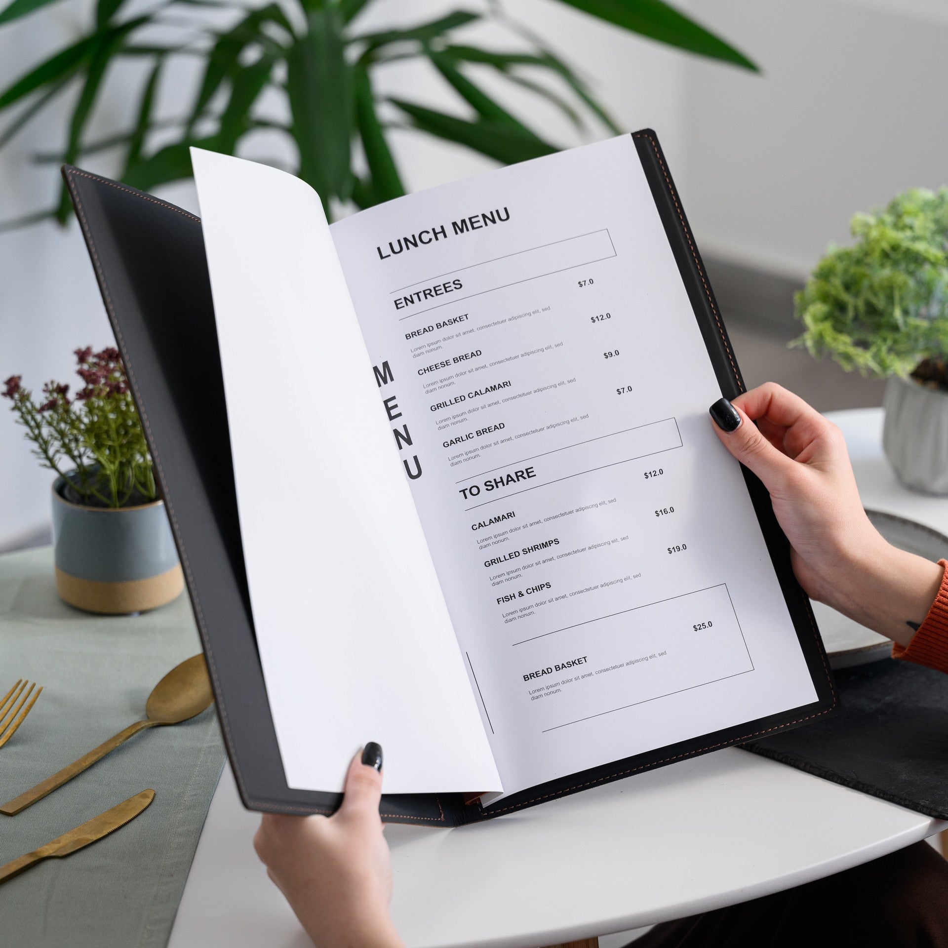 Leather Menu Hardcover suitable for US Legal Sheets (LM12A1) - inkohoreca - shop