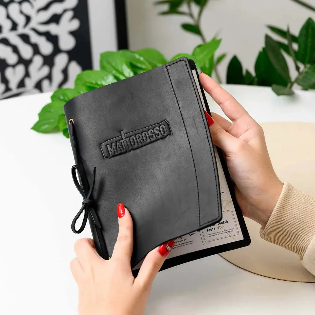 Luxury restaurant cover designed with soft leather.