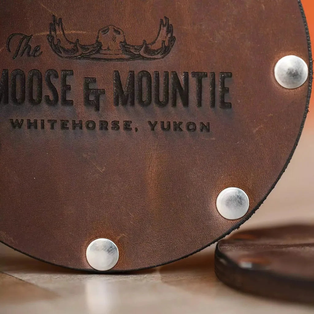 Leather with plywood Round Coaster Set of 5pcs - inkohoreca - shop