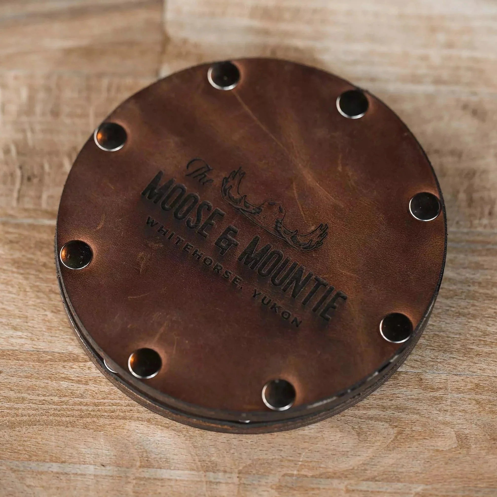 Leather with plywood Round Coaster Set of 5pcs - inkohoreca - shop