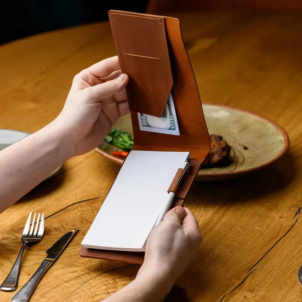 Vintage Crazy Horse Leather Notebook for Waiters – Compact, Practical, and Built for Daily Use